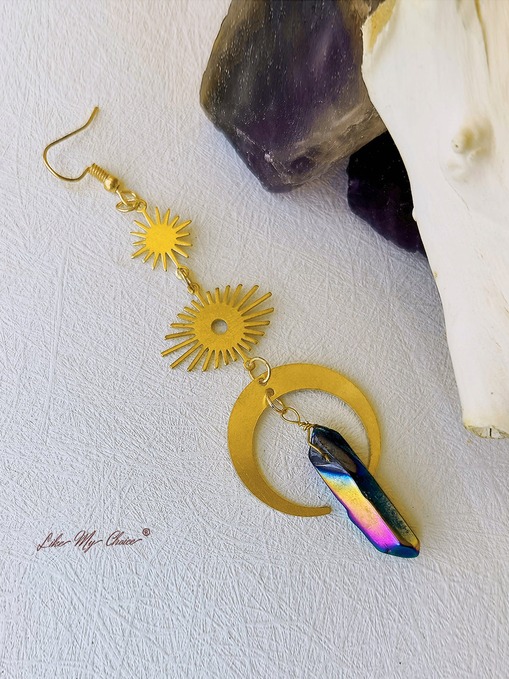 Witchy Eye Moon Crystal Earrings