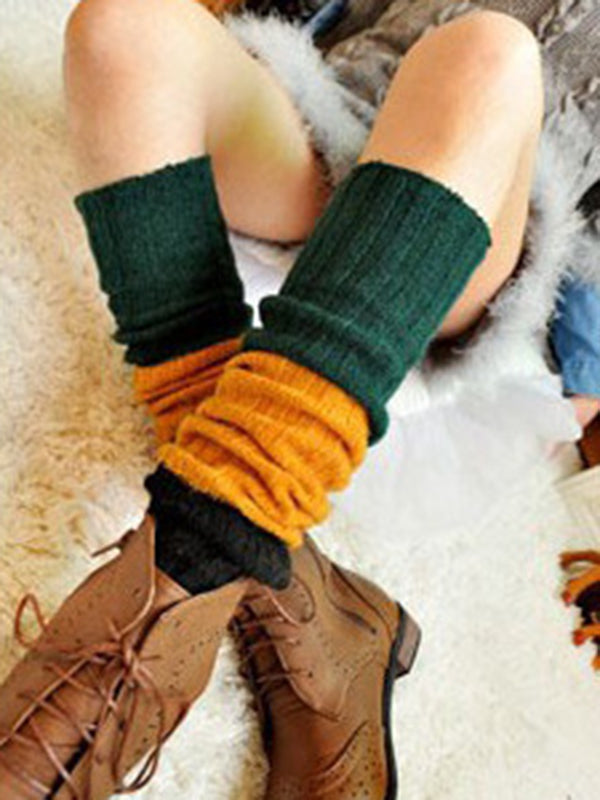 Casual Contrast Color Leg Warmers Accessories