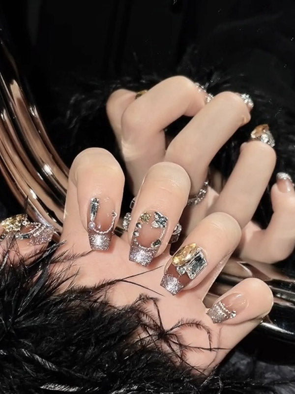 Detachable Rhine Stones Press-On Nails