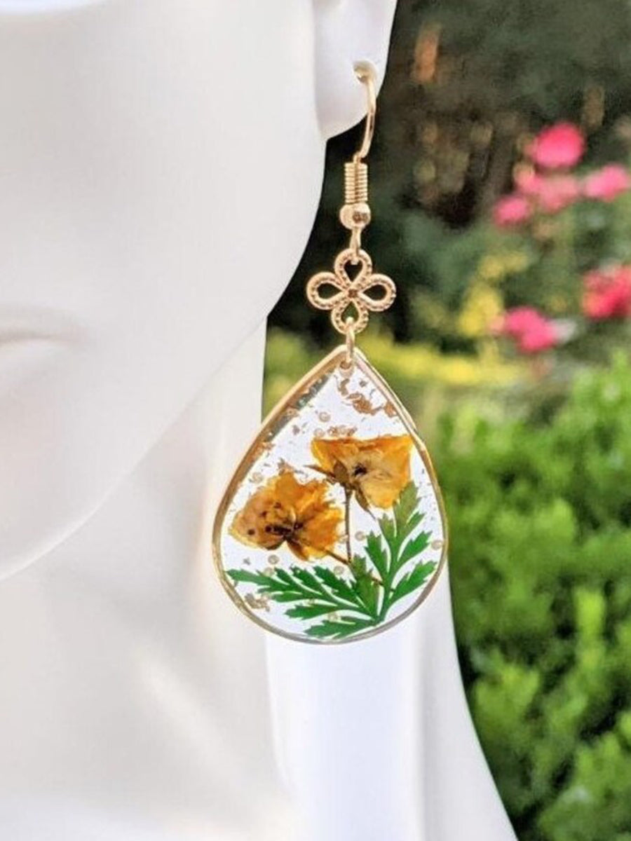 Yellow Sulphureus Cosmos Resin Drop Earring