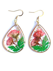 Red Rose Resin Drop Earrings