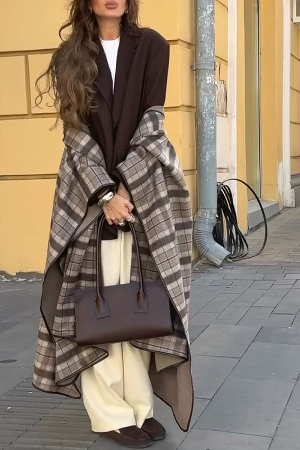 Retro Plaid Two-sided Wrap Coat