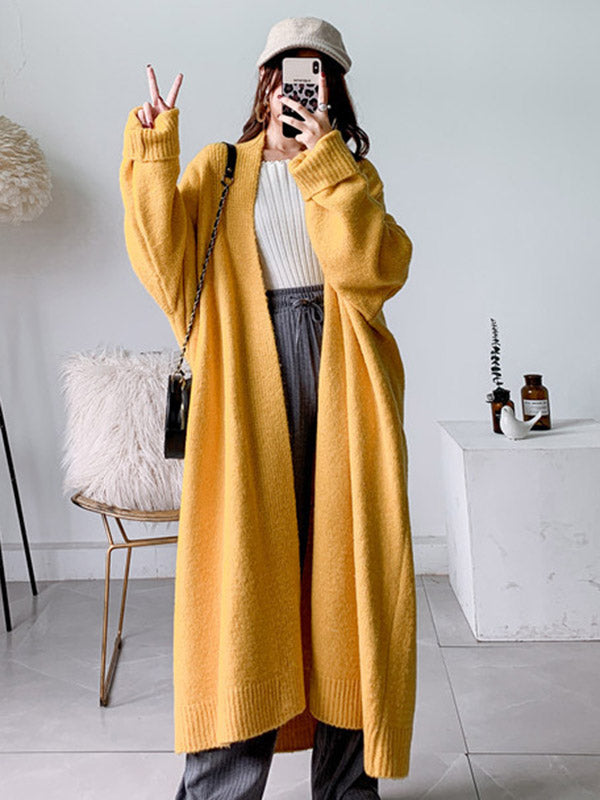 Urban Simple Loose Solid Color Knitting Cardigan Coat