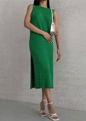 Chic Sleeveless Ribbed Maxi Dress