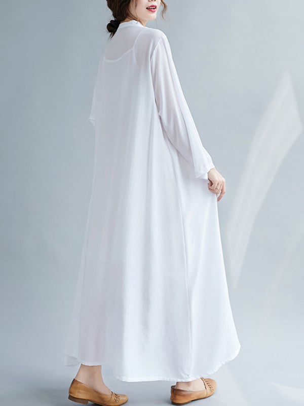 Original Solid Round-Neck Shirts Dress