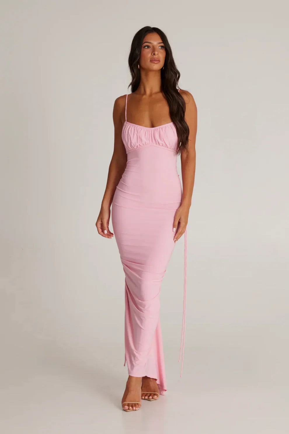 Isabella Grace - Gathered Backless Maxi Dress