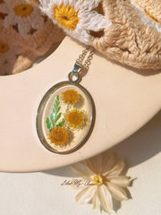 Resin Pendant Necklace With Eternal Sunflower Dried Flowers