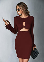 Flared Sleeve Cutout Bodycon Dress