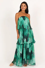 Elsie Printed Layered Strapless Maxi Dress