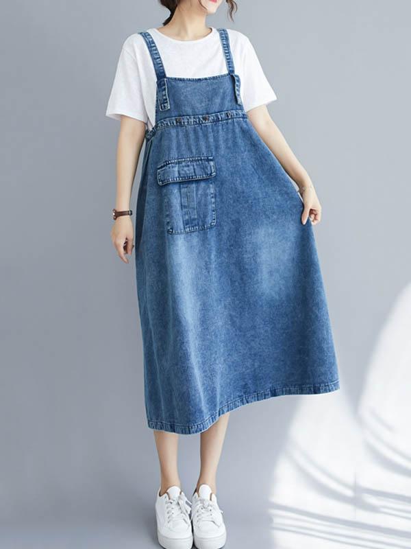 Original Solid Denim Strapless Dress