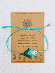 Adjustable Drawstring Beaded Bracelet Miyuki Emerald Arrow