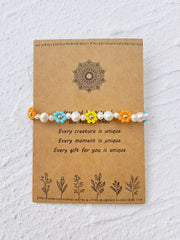 Adjustable Drawstring Beaded Bracelet Colorful Daisies