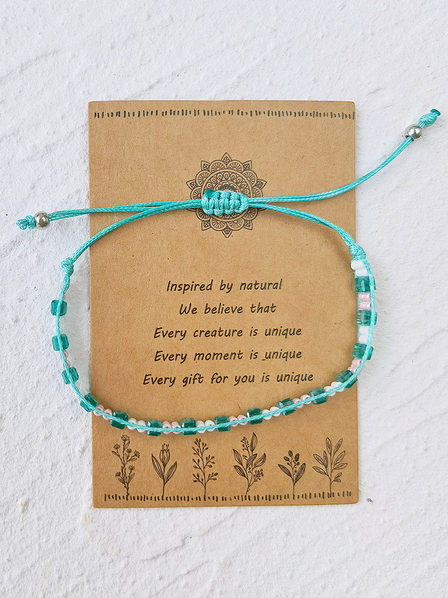 Adjustable Drawstring Beaded Bracelet Rose Ocean