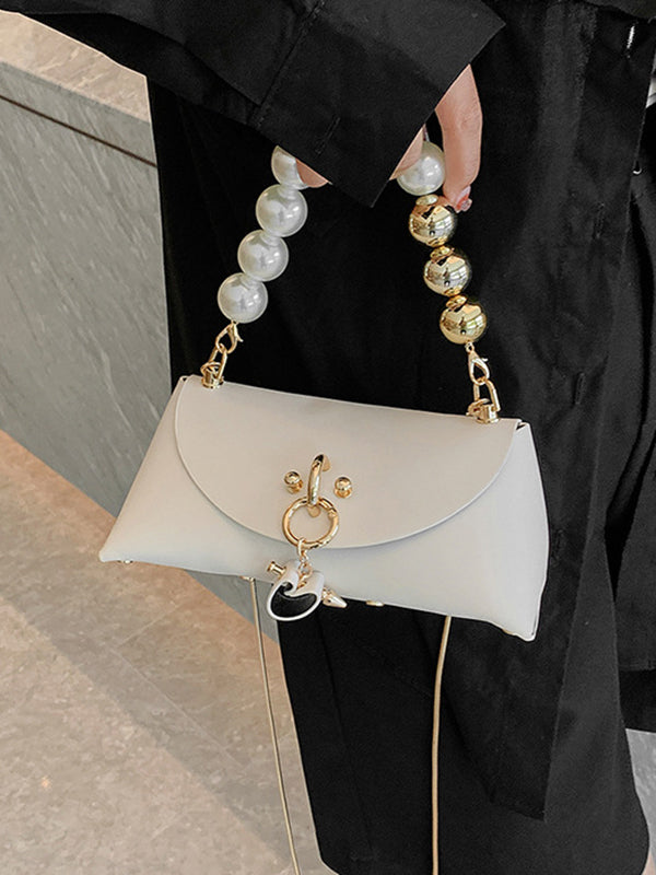 Beads Contrast Color Split-Joint Crossbody Handbags