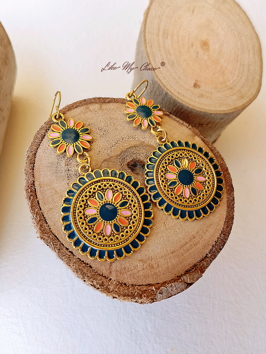 Ethnic Flower Dangle Drop Boho Earrings