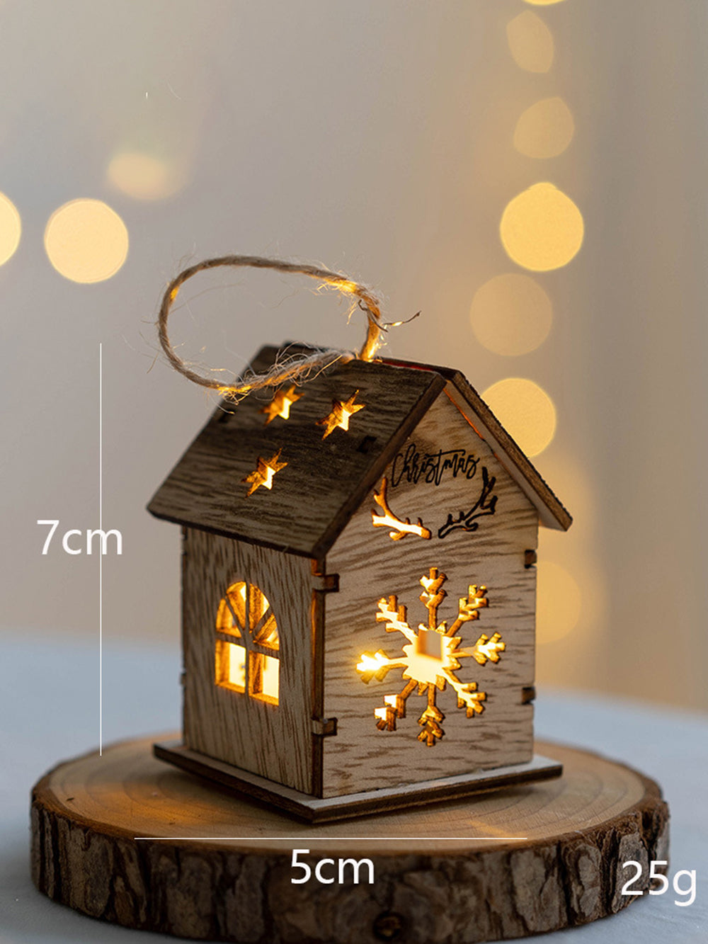 Christmas Tree Wooden House Decorations