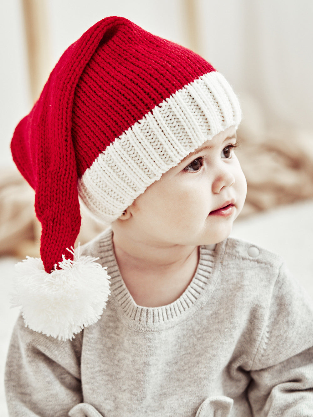 Christmas Fur Ball Mom And Baby Knitted Hat