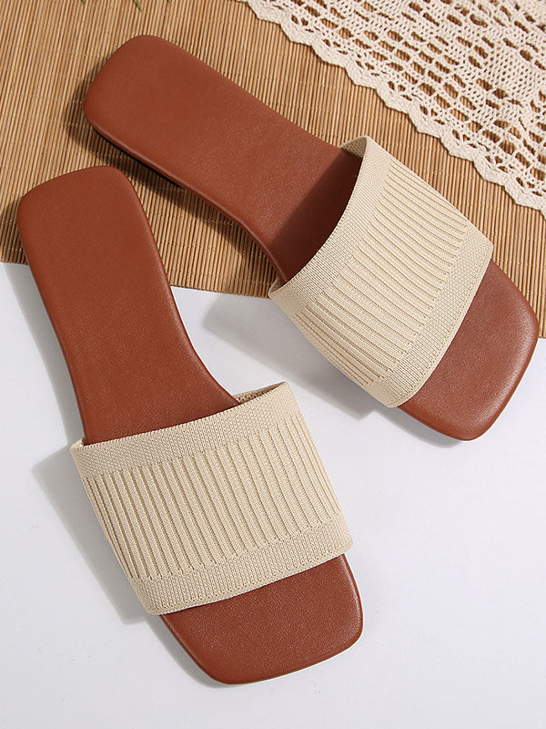 Open Toe Pleated Split-Joint Slippers