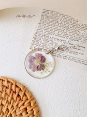 Verbena officinalis officinalis Flower Botanical Pendant Circle Necklace