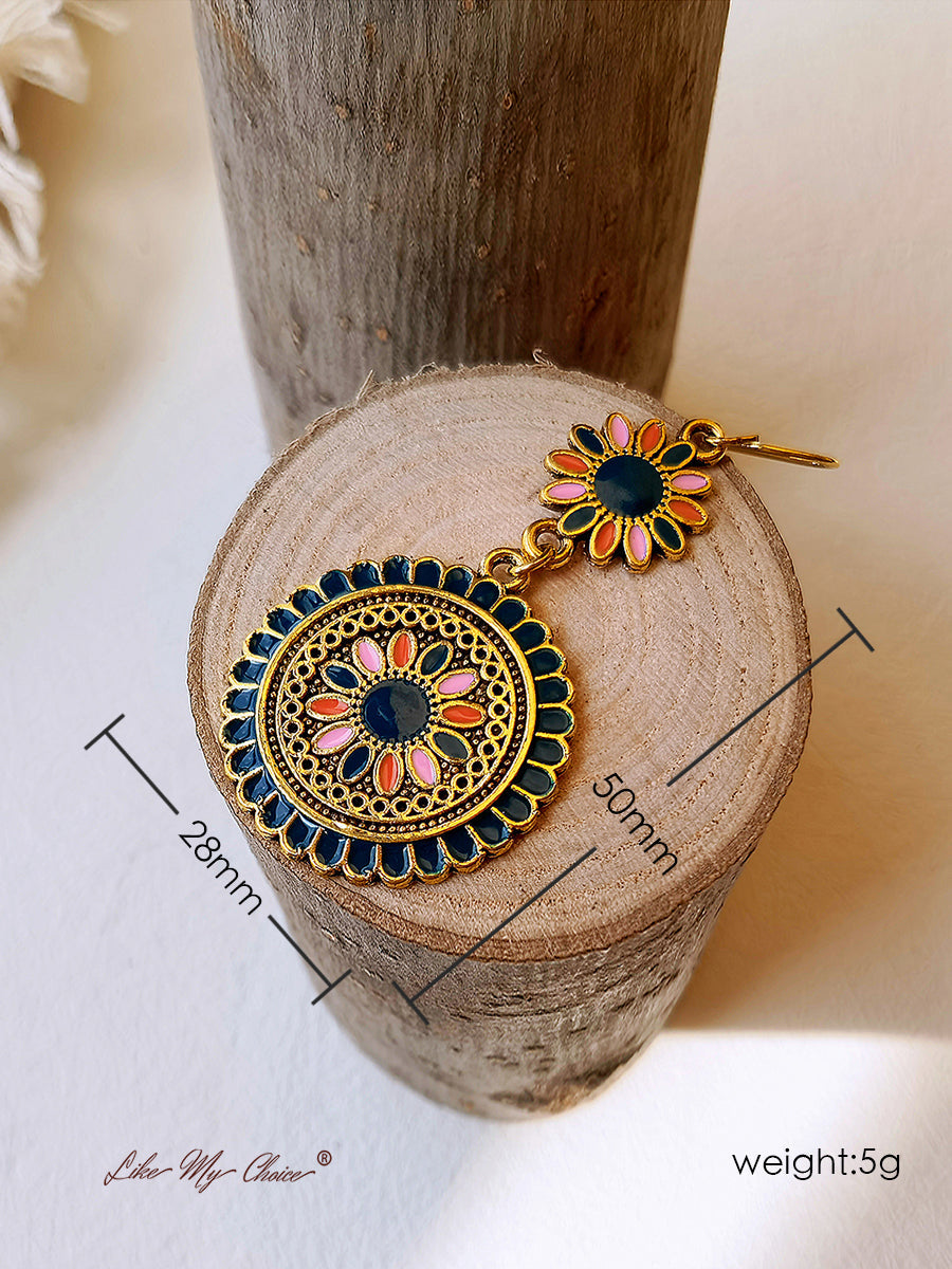 Ethnic Flower Dangle Drop Boho Earrings