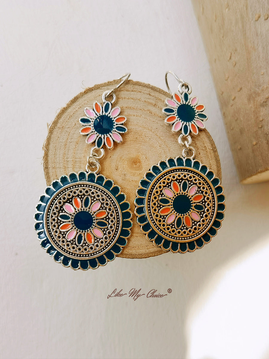 Ethnic Flower Dangle Drop Boho Earrings