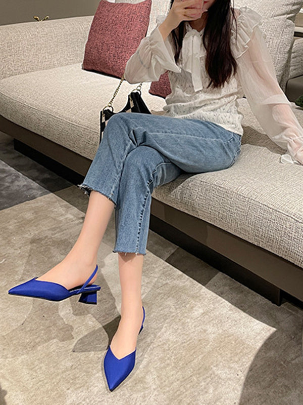 Pointed-Toe Split-Joint Pumps Sandals Sling Shoes