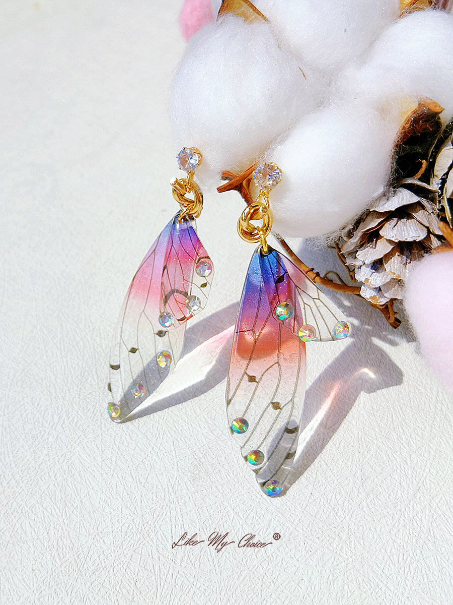 Butterfly Wing Asymmetrical Earring Crystal Diamond Earring