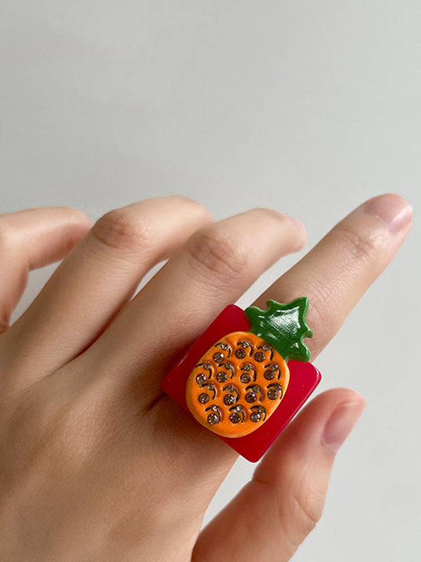 Geometric Fruit  Rhinestone Rings Accessories