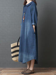 Loose Denim Shirt Maxi Dresses