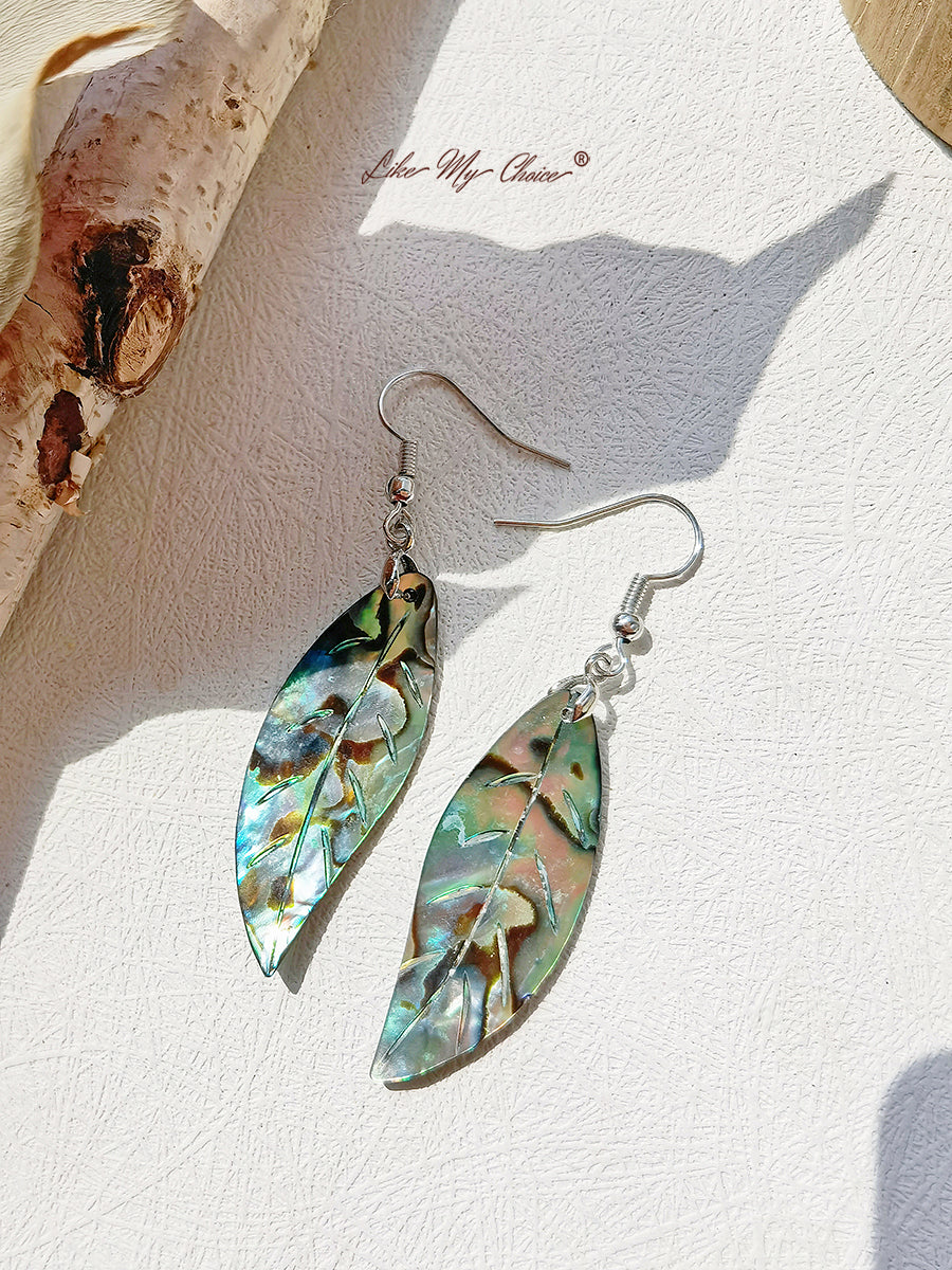 Sterling Silver Mother of Pearl Abalone Shell Peacock Earring