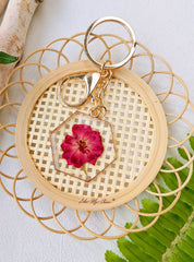 Resin Pendant Keyring Deep Red Rose Flower Keychain