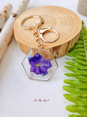 Resin Blue Flower Keychain