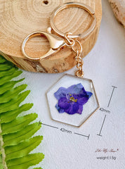 Resin Blue Flower Keychain