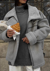 Street-Chic Shearling Aviator Jacket