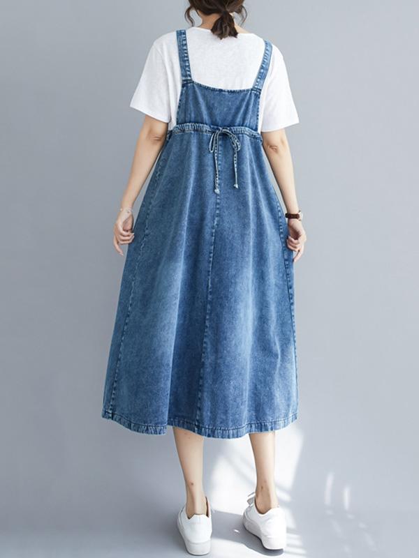 Original Solid Denim Strapless Dress