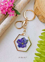 Resin Blue Flower Keychain