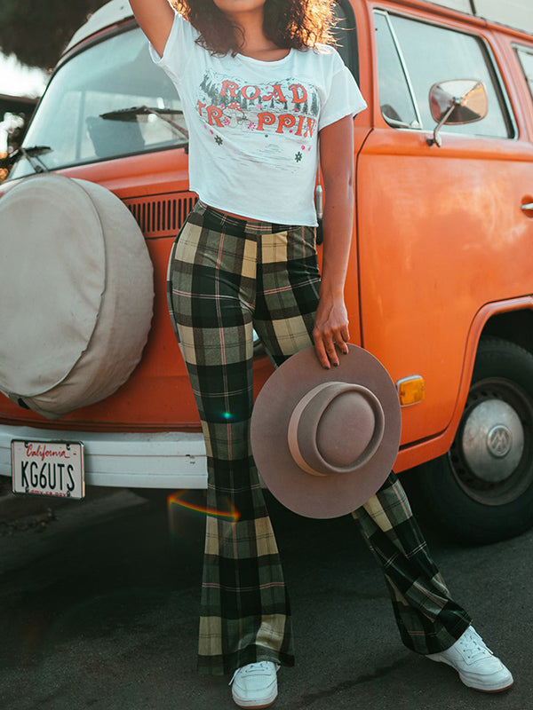 Flared Pants Plaid Pants Trousers