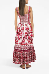 Sibyl Printed Shirred Strap Maxi Dress