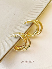 Gold Plated Layered Hoop Earrings