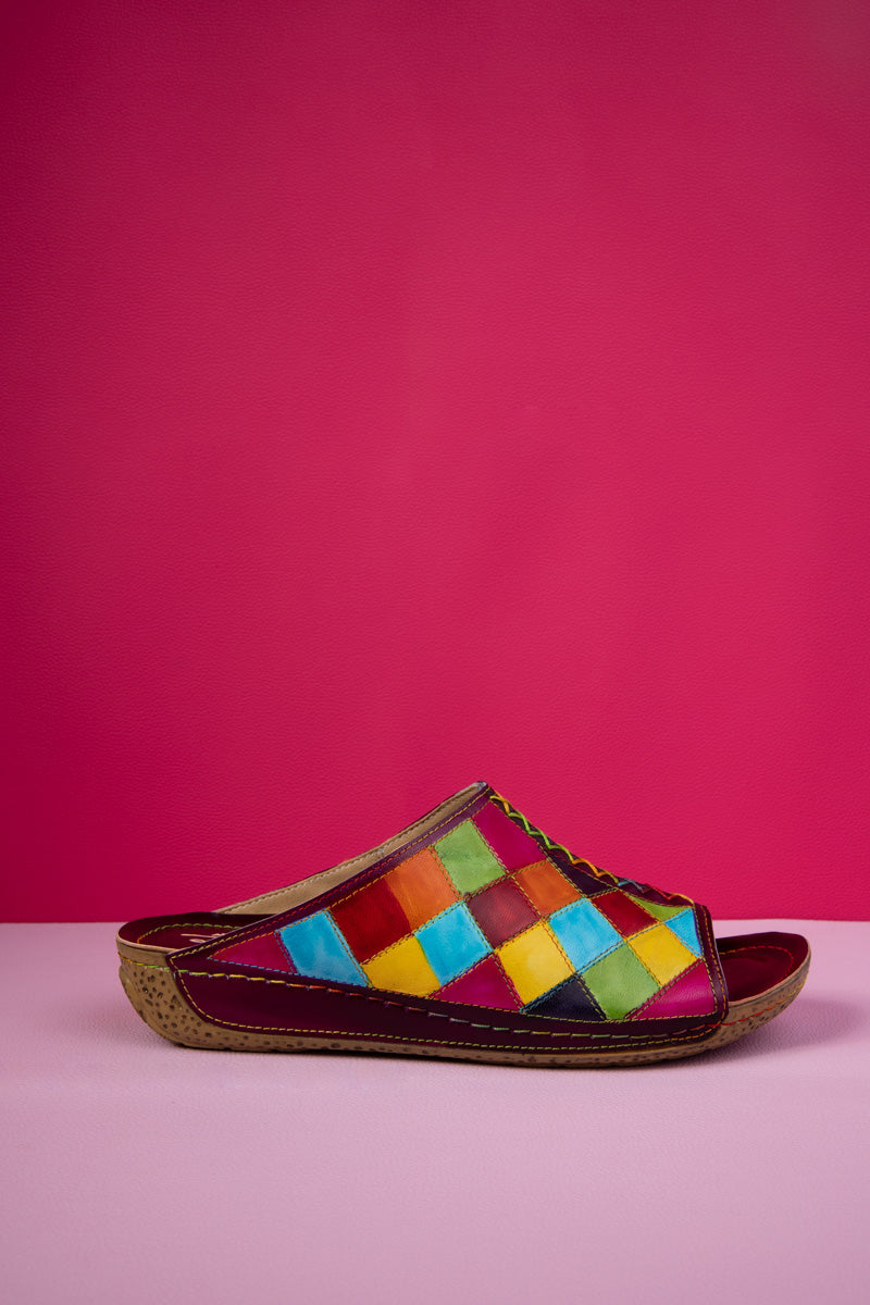 Soffia | Hotline Multi Diamond Patterned Leather Sandal