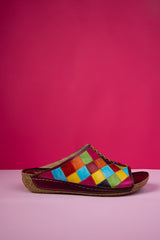 Soffia | Hotline Multi Diamond Patterned Leather Sandal