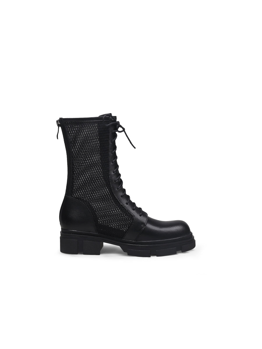 JADYROSE | LALLIE BLACK MESH COMBAT BOOT