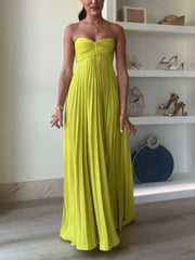 Exquisite Elegant Pleated Off-the-shoulder Party Maxi Dress