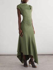 Asymmetric Draped Maxi Dress