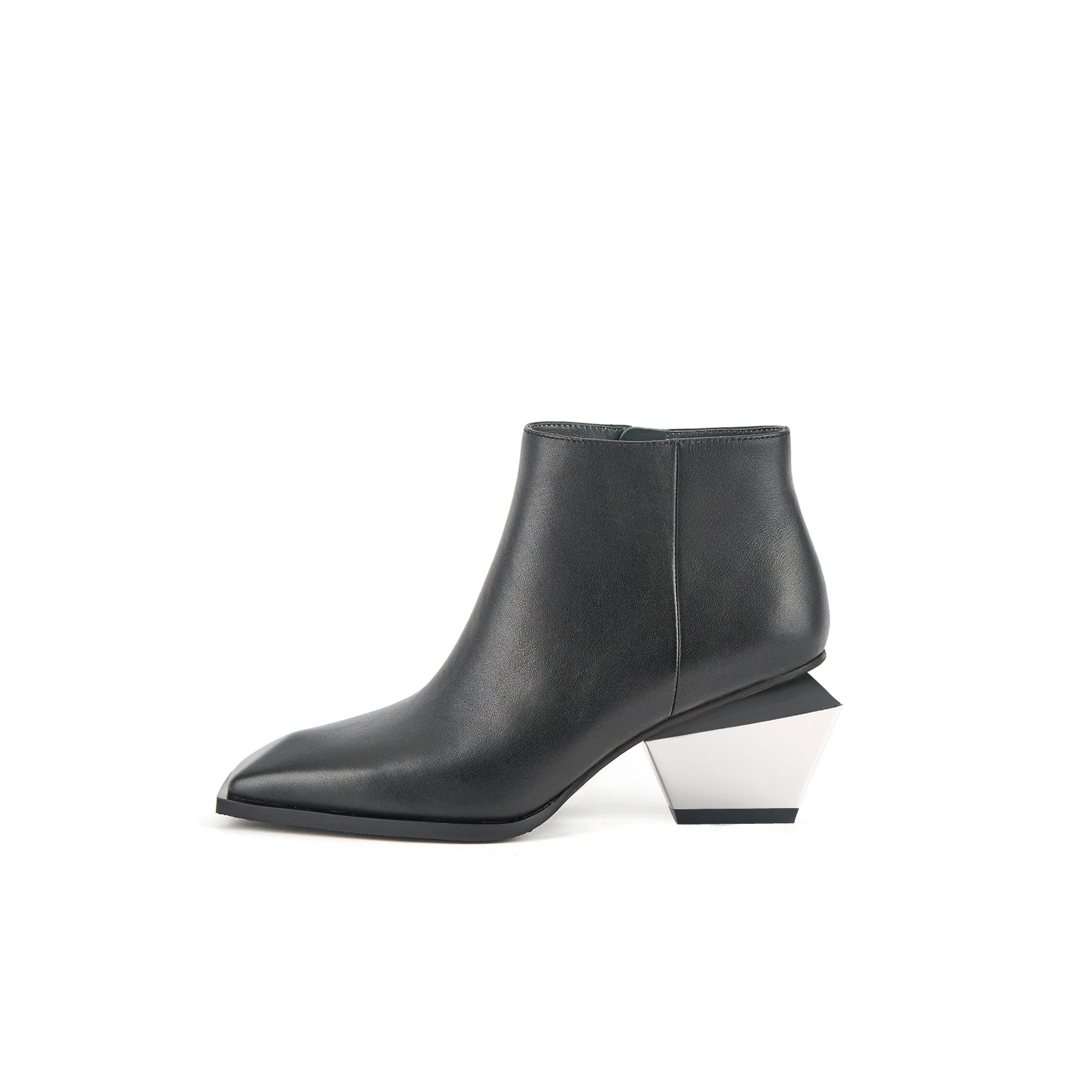 Jady Rose | Jady X Geometry-heel Leather Ankle Boot - Black