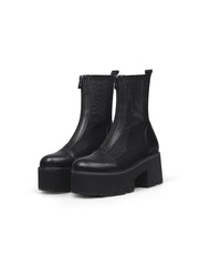 JADYROSE | LALLIE BLACK MESH CHUNKY HEEL BOOT