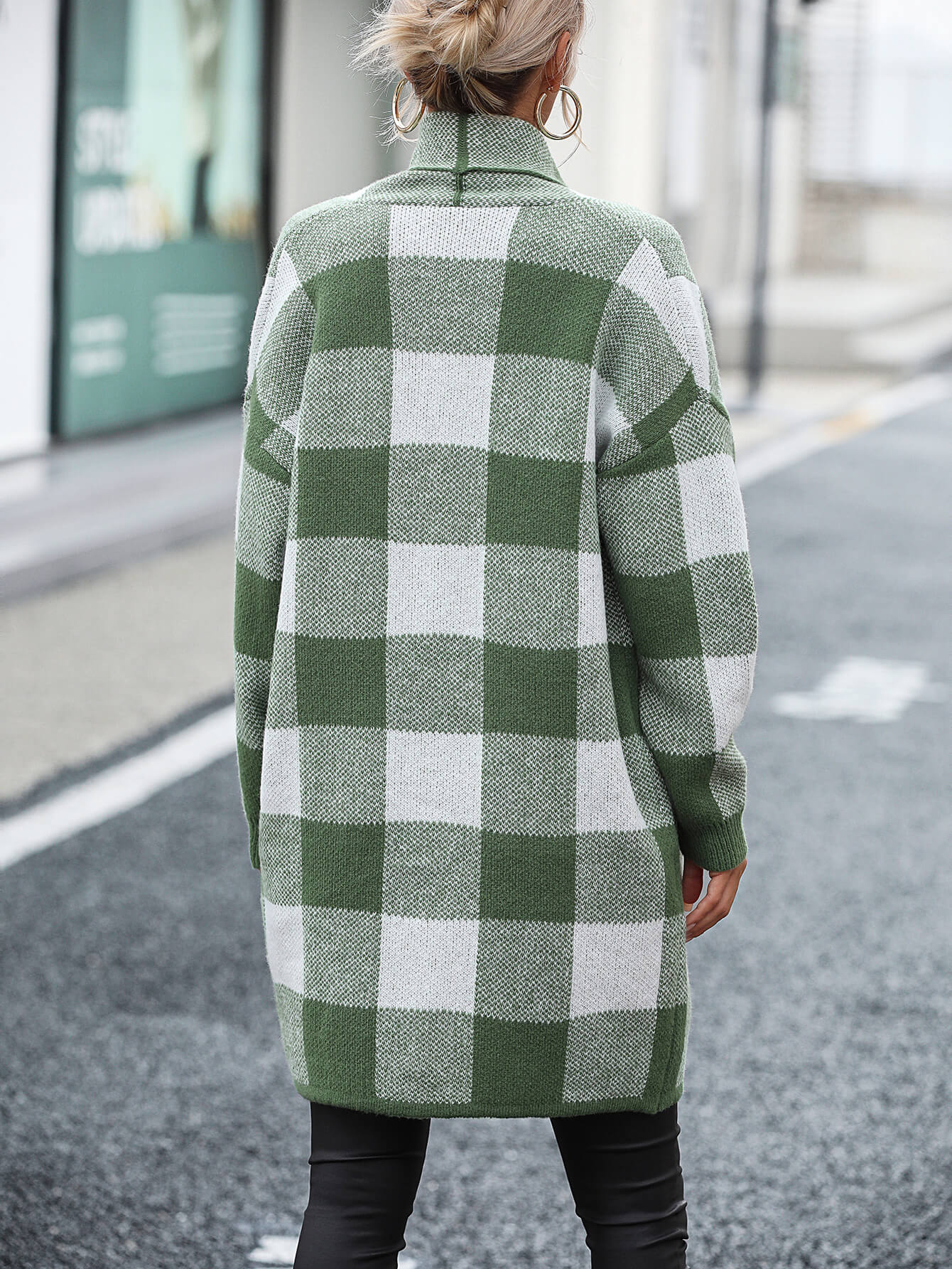 Checkmate Pocketed Knit Cardigan - Green