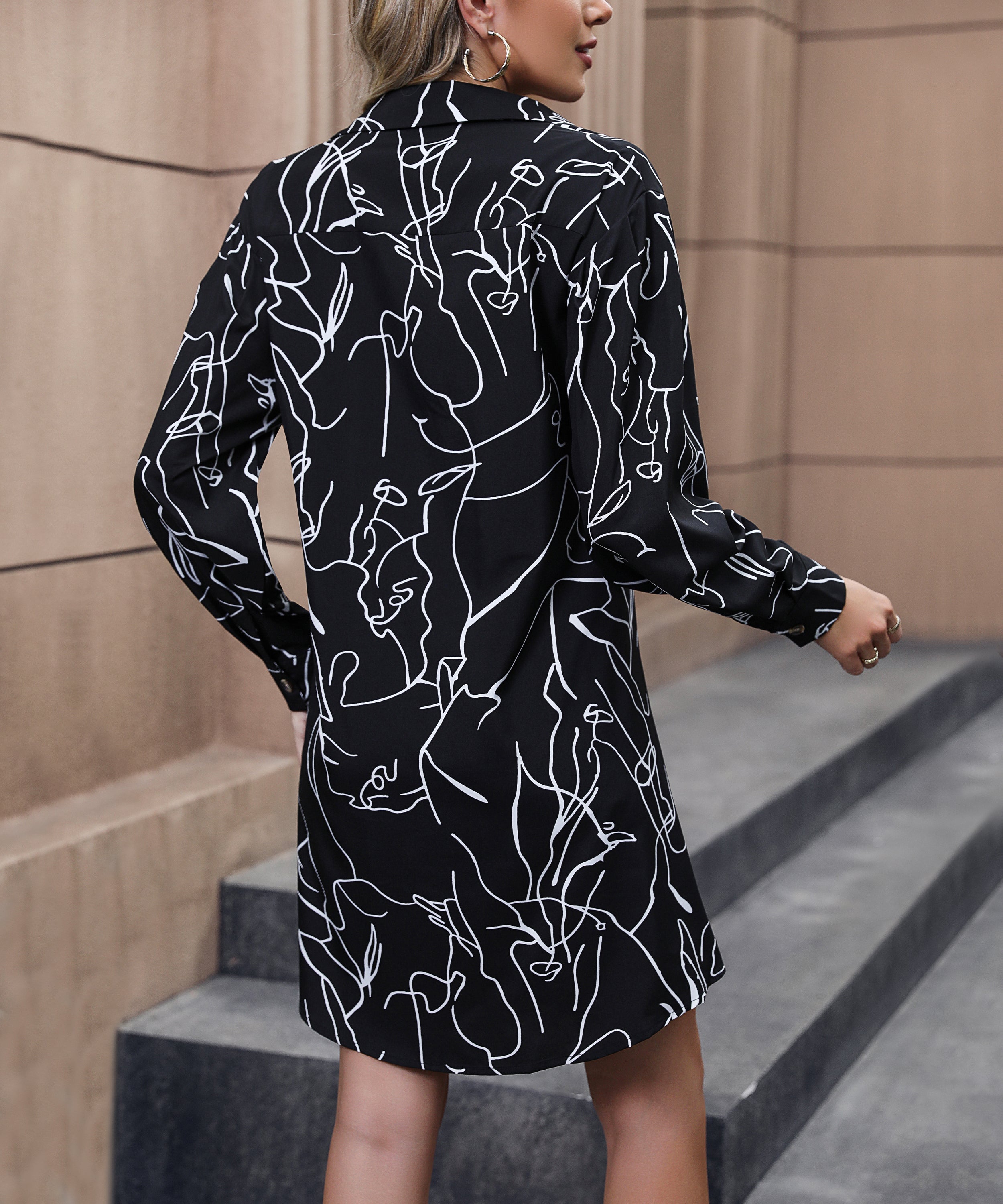 Kalenna Mini Shirt Dress - Black