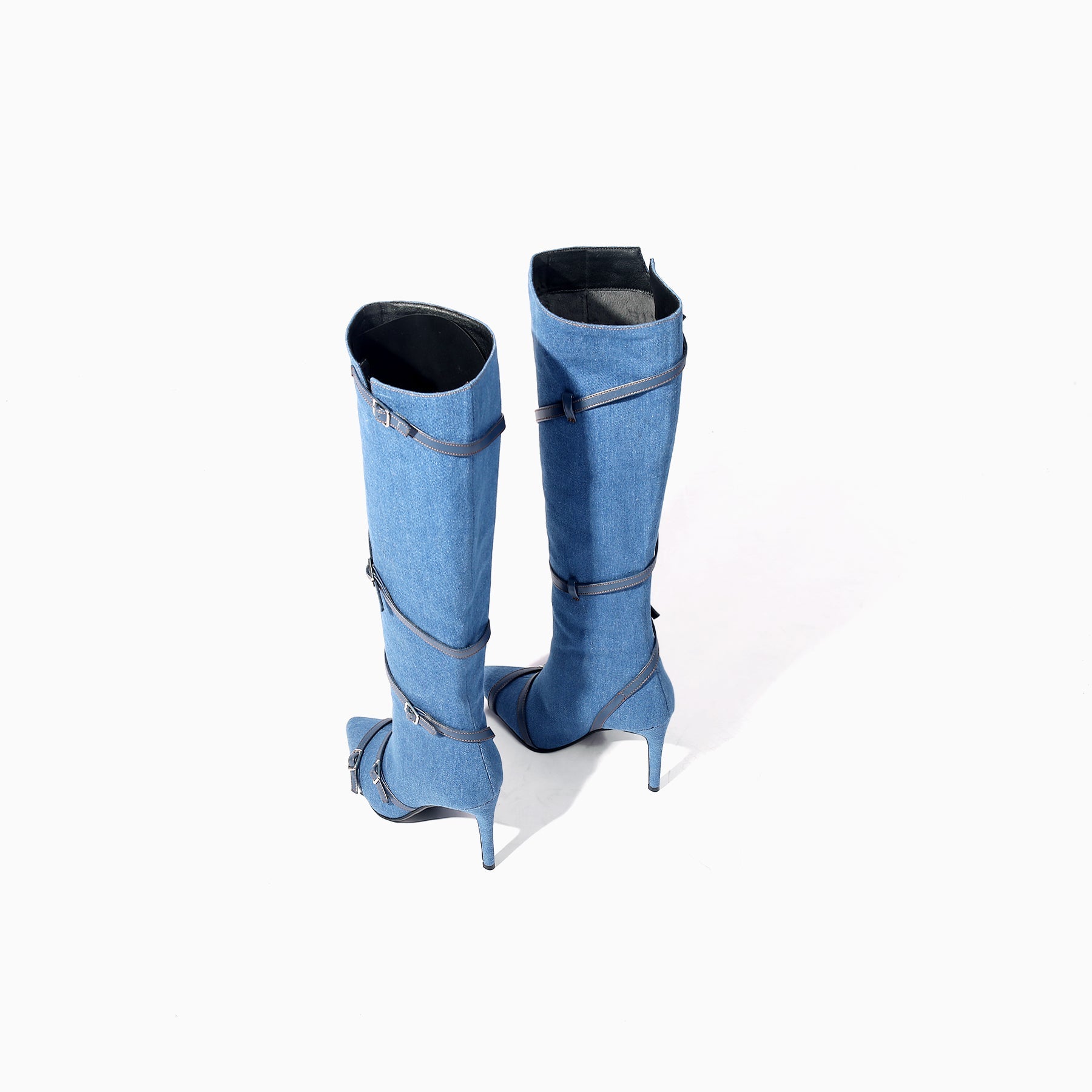 JADY ROSE | DENIM HARDWARE KNEE-HIGH STILETTOS BOOTS