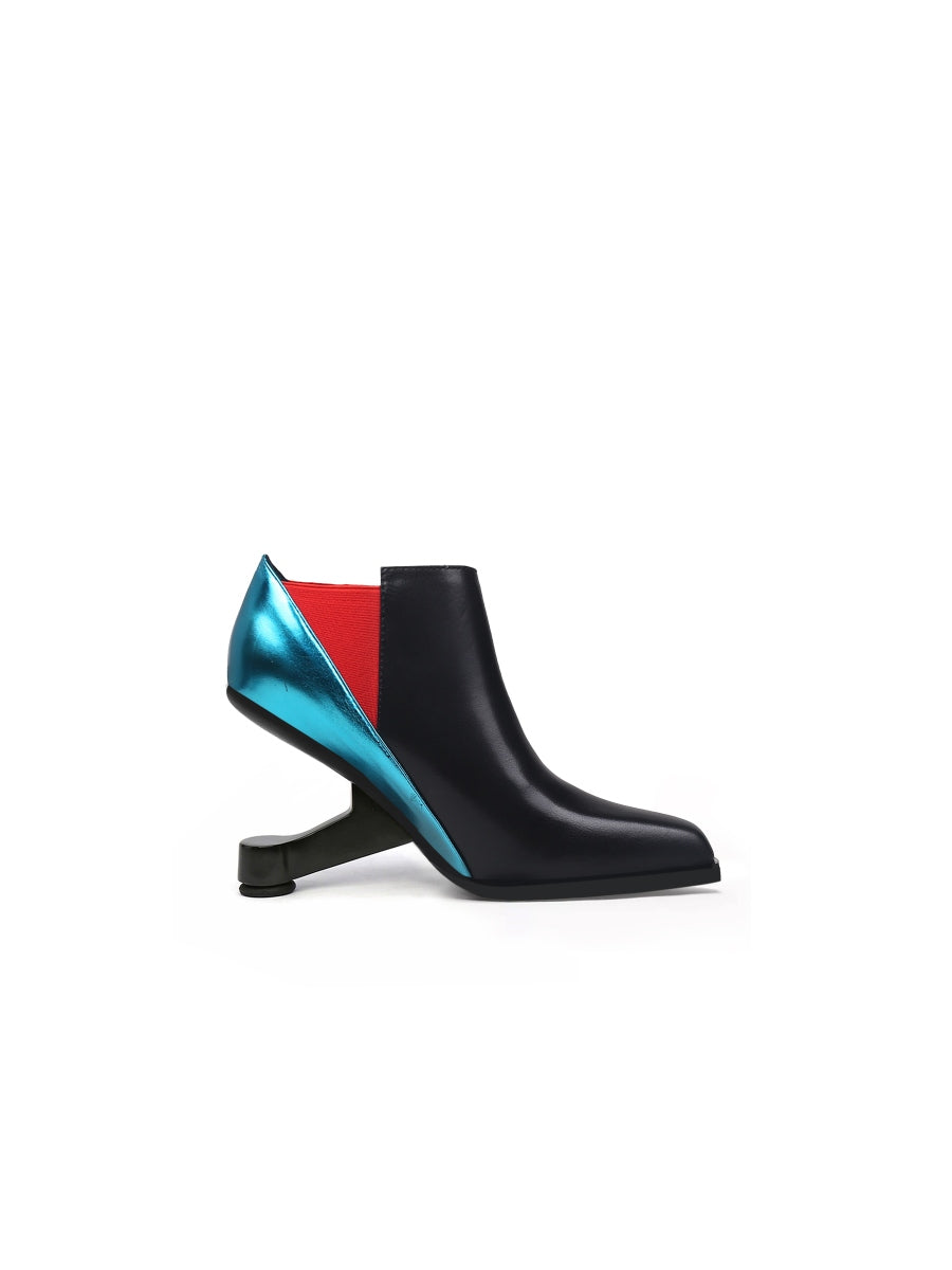 JadyRose | Blue Red Contrast Elevator Heel Ankle Boot